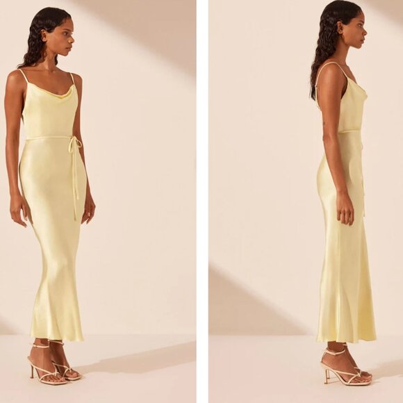 Shona Joy la lune bias cowl midi dress - lemon - Picture 1 of 2